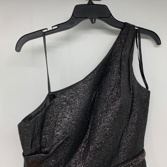 Mac Duggal Dress 66975 One Shoulder Metallic Ruffled Evening Gown - Picture 5 of 16